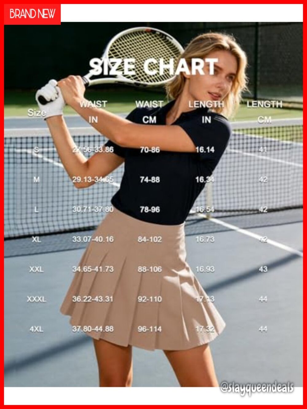High Waisted Pleated Skirt with Built-in Shorts A-Line Tennis Skirt Active - Picture 5 of 6